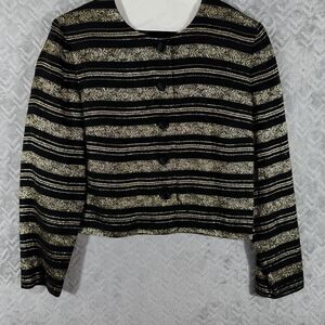 Talbots Vintage 90s Metallic‎ Gold & Black Jacket Size 12 Evening Wedding Formal